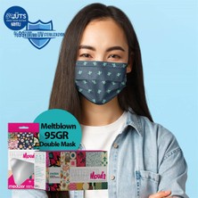 Medizer Yeşil Kaktüs Desenli Meltblown Kumaş Full Ultrasonik 3 Katlı Cerrahi Maske - Burun Telli