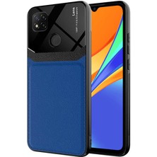 Case 4U Xiaomi Redmi 9C Kılıf Darbeye Dayanıklı Emiks Deri Görünümlü Kapak Lacivert