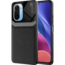 Case 4U Xiaomi Redmi K40 Kılıf Darbeye Dayanıklı Emiks Deri Görünümlü Kapak Siyah
