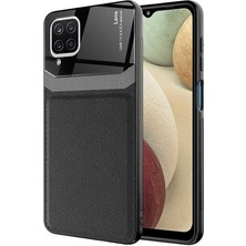 Case 4U Samsung Galaxy A12 Kılıf Darbeye Dayanıklı Emiks Deri Görünümlü Kapak Siyah