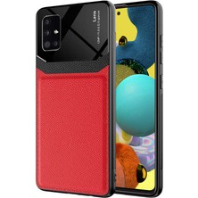 Case 4U Samsung Galaxy A51 Kılıf Darbeye Dayanıklı Emiks Deri Görünümlü Kapak Kırmızı