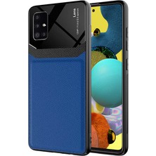 Case 4U Samsung Galaxy A51 Kılıf Darbeye Dayanıklı Emiks Deri Görünümlü Kapak Lacivert