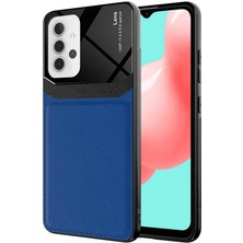 Case 4U Samsung Galaxy A32 4G Kılıf Darbeye Dayanıklı Emiks Deri Görünümlü Kapak Lacivert