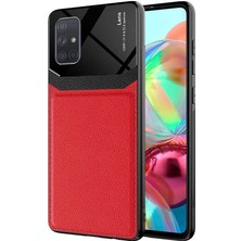 Case 4U Samsung Galaxy A71 Kılıf Darbeye Dayanıklı Emiks Deri Görünümlü Kapak Kırmızı