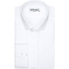 Süvari Armür Desenli Slim Fit Beyaz Erkek Gömlek
