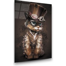 Glass Art Kedi Manipülasyon Dikey Cam Tablo