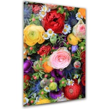 Glass Art Çiçekler Dikey Cam Tablo