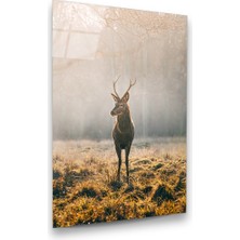 Glass Art Geyik Dikey Cam Tablo