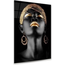 Glass Art Siyahi Kadın Dikey Cam Tablo