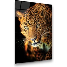 Glass Art Leopar Dikey Cam Tablo