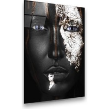 Glass Art Siyahi Kadın Dikey Cam Tablo