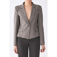 Roman Omuz Detaylı Gri Ceket