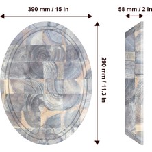 Samurai Interbuild Masif Akasya End Grain, Samurai Oval Doğrama Kasap Bloğu, 39 x 29 x 5, 8 cm.- Organik Beyaz