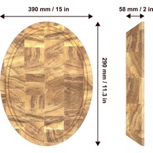 Samurai Interbuild Masif Meşe End Grain, Samurai Oval Doğrama Kasap Bloğu, 39 x 29 x 5, 8 cm.