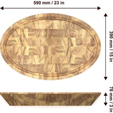 Samurai Interbuild Masif Meşe, End Grain, Samurai Oval Doğrama Kasap Bloğu, 59 x 39 x 7, 8 cm.