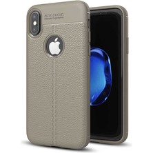 MobaxAksesuar Apple iPhone x Kılıf Deri Tarzı Niss Silikon Case