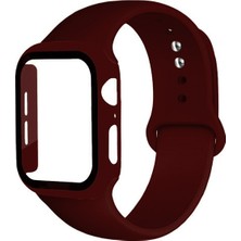Ally Apple Watch Uyumlu 4-5-6 44MM Silikon Kordon Kayış ve Ekran Koruyucu Kılıf