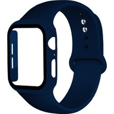 Ally Apple Watch Uyumlu 4-5-6 44MM Silikon Kordon Kayış ve Ekran Koruyucu Kılıf