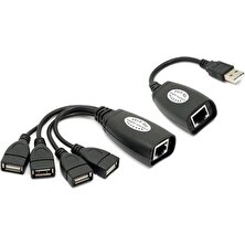 Alfais 4406 4 Port Cat RJ45 USB Hub Ek Uzatma Extender USB Çoklayıcı (50 Metre)