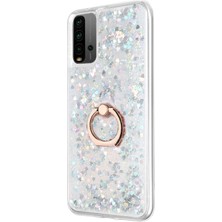 Microsonic Xiaomi Redmi 9t Kılıf Glitter Liquid Holder Gümüş