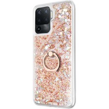 Microsonic Oppo Reno 5 Lite Kılıf Glitter Liquid Holder Gold