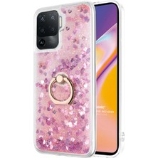 Microsonic Oppo Reno 5 Lite Kılıf Glitter Liquid Holder Pembe