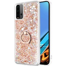 Microsonic Xiaomi Redmi 9t Kılıf Glitter Liquid Holder Gold