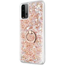 Microsonic Xiaomi Redmi 9t Kılıf Glitter Liquid Holder Gold