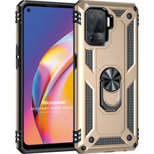 Microsonic Oppo Reno 5 Lite Kılıf Military Ring Holder Gold