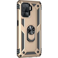 Microsonic Oppo Reno 5 Lite Kılıf Military Ring Holder Gold