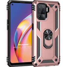 Microsonic Oppo Reno 5 Lite Kılıf Military Ring Holder Rose Gold