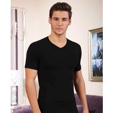 Berrak V Yaka Likralı Süprem Penye Erkek Atlet - 1027-SIYAH