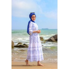Hilal Moda Al 3117 Nakış Baskılı Elbise 130 cm