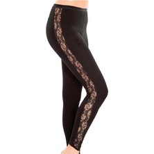 Imer Yanı Dantelli Uzun Tayt 4359