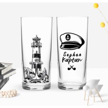 BK Kişiye Özel Renkli Baskılı Denizci Tasarımlı Ikili Rakı Bardağı Seti-1