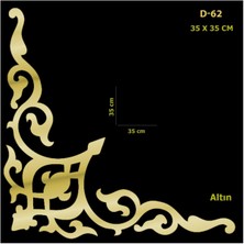 Aynalı Pleksi Mobilya Süsü D-62 Seçenekli Altın - 35 x 35 cm Köşe