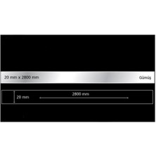 Aynalı Pleksi Mobilya Süsü Şerit 2800 mm Gümüş - 20 mm x 2800 mm