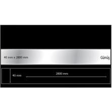 Aynalı Pleksi Mobilya Süsü Şerit 2800 mm Gümüş - 40 mm x 2800 mm