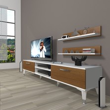 Decoraktiv Eko 4 Slm DVD Silver Tv Ünitesi Tv Sehpası Beyaz Ceviz