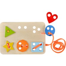 Kayasan Ahşap Kayasan Kids Montessori Ip Geçirme Renkli Geometrik Şekiller
