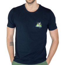 Mugan Unisex Lacivert Ön Baskılı Organik Pamuk T-Shirt