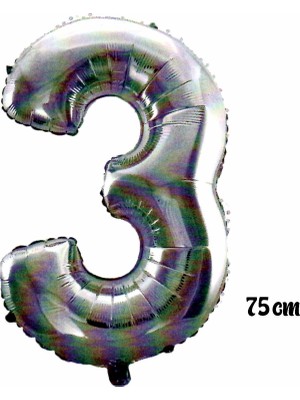 Pazariz  75 cm 3 Rakam Folyo Balon Gümüş