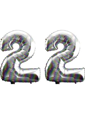 Pazariz  22 Yaş Sayı Folyo Balon Gümüş 90 cm