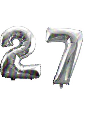 Pazariz  27 Yaş Sayı Folyo Balon Gümüş 90 cm