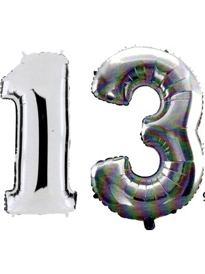 Pazariz  13 Yaş Sayı Folyo Balon Gümüş 90 cm