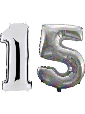 Pazariz  15 Yaş Sayı Folyo Balon Gümüş 90 cm
