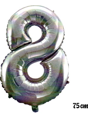 Pazariz  75 cm 8 Rakam Folyo Balon Gümüş
