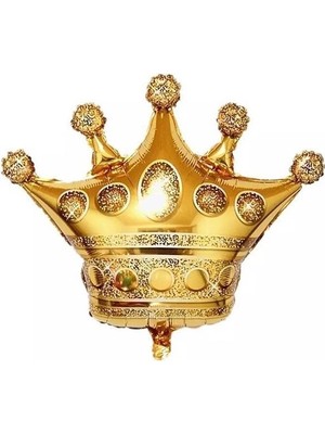 Pazariz  Folyo Balon Doğum Günü Balonu Parti Balonu 100 cm Gold Kral Taç