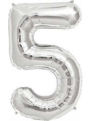 Pazariz  Gümüş Folyo Balon Sayılı Helyum Balon 100 cm Dev Boy 5