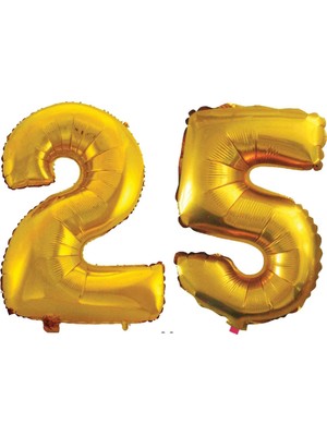 Ez Jet Ezjet  25 Yaş Sayı Folyo Balon Altın 90 cm
